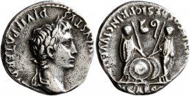 Augustus, 27 BC-AD 14. Denarius (Silver, 17 mm, 2.83 g, 1 h), Lugdunum, 2 BC-AD 4. [CAESAR] AVGVSTVS DIVI F PATER PAT[RIAE] Laureate head of Augustus ...