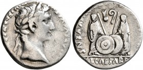 Augustus, 27 BC-AD 14. Denarius (Silver, 17 mm, 3.60 g, 5 h), Lugdunum, 2 BC-AD 4. [CAESAR] AVGVSTVS DIVI F PATER [PATRIAE] Laureate head of Augustus ...