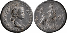 Julia Titi, Augusta, 79-90/1. Dupondius (Orichalcum, 28 mm, 12.26 g, 7 h), Rome, 80-81. IVLIA IMP T AVG•F AVGVSTA Diademed and draped bust of Julia Ti...