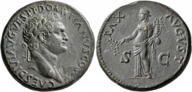Domitian, as Caesar, 69-81. Sestertius (Orichalcum, 34 mm, 26.32 g, 7 h), uncertain mint (in Thrace?), 80-81. CAES DIVI AVG VESP F DOMITIANVS COS VII ...