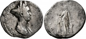 Matidia, Augusta, 112-119. Denarius (Silver, 19 mm, 2.93 g, 7 h), Rome, 112-117. MATIDIA AVG DIVAE MAR[CIANAE F] Draped bust of Matidia to right, wear...