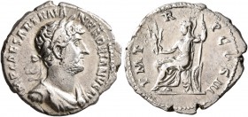 Hadrian, 117-138. Denarius (Silver, 19 mm, 2.85 g, 7 h), Rome, 119-122. IMP CAESAR TRAIAN HADRIANVS AVG Laureate, draped and cuirassed bust of Hadrian...