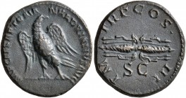 Hadrian, 117-138. Quadrans (Orichalcum, 18 mm, 3.78 g, 6 h), Rome, 121-122. IMP CAESAR TRAIAN HADRIANVS AVG Eagle standing left, wings spread and head...