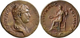 Hadrian, 117-138. As (Copper, 26 mm, 11.31 g, 12 h), Rome, 132-134. HADRIANVS AVGV[STVS] Bare-headed and draped bust of Hadrian to right, seen from be...