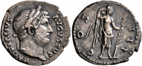 Hadrian, 117-138. Denarius (Silver, 19 mm, 3.33 g, 6 h), Rome, 134-138. HADRIANVS AVGVSTVS Laureate head of Hadrian to right, with slight drapery on h...