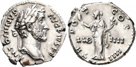 Antoninus Pius, 138-161. Denarius (Silver, 17 mm, 3.31 g, 7 h), Rome, 145-161. ANTONINVS AVG PIVS P P Laureate head of Antoninus Pius to right. Rev. T...