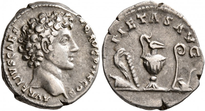 Marcus Aurelius, as Caesar, 139-161. Denarius (Silver, 17 mm, 3.34 g, 1 h), Rome...