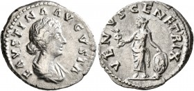 Faustina Junior, Augusta, 147-175. Denarius (Silver, 19 mm, 3.16 g, 6 h), Rome. FAVSTINA AVGVSTA Draped bust of Faustina Junior to right. Rev. VENVS G...