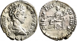 Commodus, 177-192. Denarius (Silver, 19 mm, 3.27 g, 12 h), Rome, 179-180. L AVREL COMMODVS AVG Laureate and draped bust of Commodus to right, seen fro...