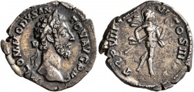 Commodus, 177-192. Denarius (Silver, 19 mm, 2.77 g, 6 h), Rome, 183. M COMMODVS ANTON AVG PIVS Laureate head of Commodus to right. Rev. TR P VIIII IMP...