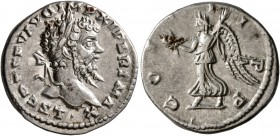 Septimius Severus, 193-211. Denarius (Silver, 19 mm, 3.59 g, 6 h), Laodicea, 198-202. L SEPT SEV AVG IMP XI PART MAX • Laureate head of Septimius Seve...