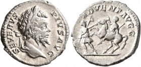 Septimius Severus, 193-211. Denarius (Silver, 18 mm, 3.57 g, 7 h), Rome, 202-210. SEVERVS PIVS AVG Laureate head of Septimius Severus to right. Rev. A...