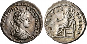 Caracalla, 198-217. Denarius (Silver, 18 mm, 3.38 g, 1 h), Laodicea, 198. [IMP C M AVR] ANTONINVS PONT AVG Laureate, draped and cuirassed bust of Cara...