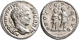 Caracalla, 198-217. Denarius (Silver, 18 mm, 2.85 g, 12 h), Rome, 210-213. ANTONINVS PIVS AVG BRIT Laureate head of Caracalla to right. Rev. PROFECTIO...