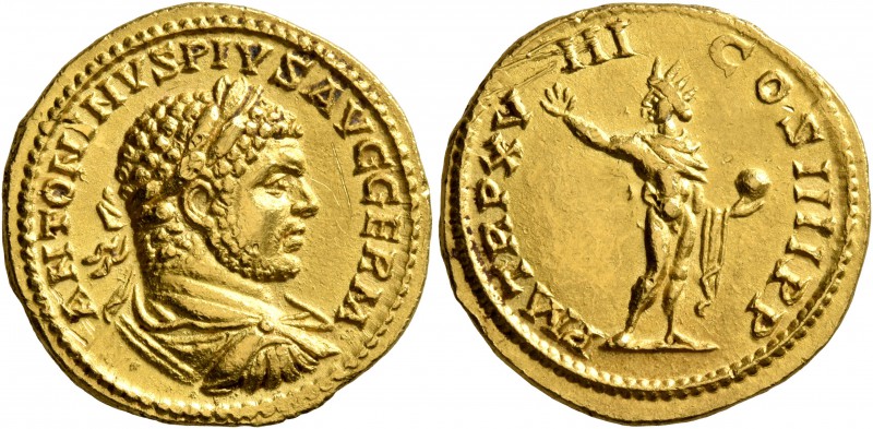 Caracalla, 198-217. Aureus (Gold, 20 mm, 6.43 g, 6 h), Rome, 215. ANTONINVS PIVS...