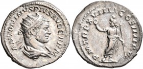 Caracalla, 198-217. Antoninianus (Silver, 23 mm, 5.07 g, 1 h), Rome, 216. ANTONINVS PIVS AVG GERM Radiate and draped bust of Caracalla to right, seen ...