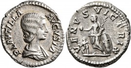 Plautilla, Augusta, 202-205. Denarius (Silver, 18 mm, 3.40 g, 12 h), Rome. PLAVTILLA AVGVSTA Draped bust of Plautilla to right. Rev. VENVS VICTRIX Ven...