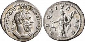Macrinus, 217-218. Denarius (Silver, 19 mm, 3.40 g, 11 h), Rome, March-June 218. IMP C M OPEL SEV MACRINVS AVG Laureate and cuirassed bust of Macrinus...