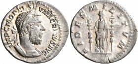 Macrinus, 217-218. Denarius (Silver, 21 mm, 3.08 g, 7 h), Rome, March-June 218. IMP C M OPEL SEV MACRINVS AVG Laureate and cuirassed bust of Macrinus ...