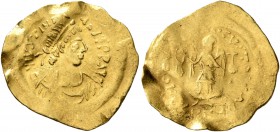 Justinian I, 527-565. Tremissis (Gold, 17 mm, 1.47 g, 6 h), Constantinopolis. D N IVSTINIANVS P P AVG Diademed, draped and cuirassed bust of Justinian...