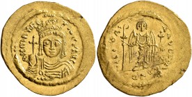 Maurice Tiberius, 582-602. Solidus (Gold, 23 mm, 4.47 g, 7 h), Constantinopolis, 583-601. O N mAVRC TIb P P AVI Draped and cuirassed bust of Maurice T...