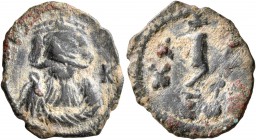 Constans II, 641-668. Dekanummium (Bronze, 19 mm, 1.99 g, 7 h), Constantinopolis, 660-661. Crowned and draped bust of Constans II facing, with long be...