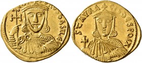 Nicephorus I, with Stauracius, 802-811. Solidus (Gold, 20 mm, 4.45 g, 5 h), Constantinopolis. nICIFOROS bASILЄ' Crowned and draped bust of Nicephorus ...