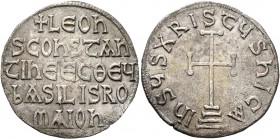 Leo V the Armenian, with Constantine, 813-820. Miliaresion (Silver, 22 mm, 2.10 g, 12 h), Constantinopolis. ҺSЧS XRISTЧS ҺICA Cross potent on three st...