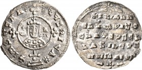 John I Zimisces, 969-976. Miliaresion (Silver, 21 mm, 1.52 g, 12 h), Constantinopolis. +IҺSЧS XRISTЧS ҺICA✷ Cross crosslet set upon globus above two s...