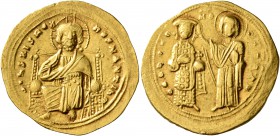 Romanus III Argyrus, 1028-1034. Histamenon (Gold, 25 mm, 4.40 g, 6 h), Constantinopolis. + IҺS XIS RЄX RЄSNANTIҺm Christ Pantokrator seated facing on ...
