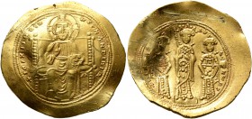 Eudocia, 1067. Histamenon (Gold, 26 mm, 4.39 g, 7 h), Constantinopolis, May-December 1067. + IҺS XIS RЄX RCCNANTҺIm Christ Pantokrator seated facing o...