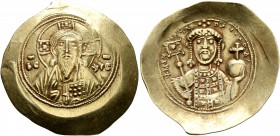 Michael VII Ducas, 1071-1078. Histamenon (Gold, 28 mm, 4.40 g, 6 h), Constantinopolis. Bust of Christ Pantokrator facing, raising his right hand in be...