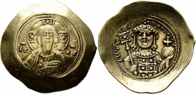 Michael VII Ducas, 1071-1078. Histamenon (Gold, 29 mm, 4.38 g, 7 h), Constantinopolis. Bust of Christ Pantokrator facing, raising his right hand in be...