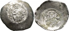Alexius I Comnenus, 1081-1118. Histamenon (Silver, 28 mm, 4.40 g, 6 h), Constantinopolis, 1081-1092. Christ seated facing on square-backed throne, wea...