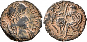 UNCERTAIN GERMANIC TRIBES, Pseudo-Imperial coinage. Circa 350-400. Follis (Bronze, 16 mm, 1.70 g, 12 h), imitating a Constantinian FEL TEMP REPARATIO-...