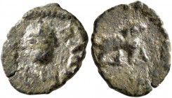 OSTROGOTHS. Baduila, 541-552. 2 1/2 Nummi (Bronze, 11 mm, 0.71 g, 12 h), Rome. BA D[...] Crowned, draped and cuirassed bust of Baduila facing. Rev. Li...