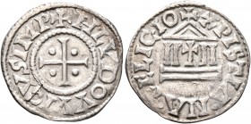 CAROLINGIANS. Louis 'le Pieux' (the Pious), as Emperor Louis I, 814-840. Denier (Silver, 20 mm, 1.27 g, 10 h), Dorestad, circa 822-840. + HLVDOVVICVS ...