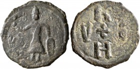 CRUSADERS. Edessa. Baldwin II, second reign, 1108-1118. Follis (Bronze, 22 mm, 3.73 g, 2 h). Count Baldwin II, dressed in chain-armour and conical hel...