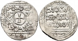 CRUSADERS. Christian Arabic Dirhams. Dirham (Silver, 23 mm, 2.85 g, 2 h), Akka (Acre), 1251. Cross pattée in center; in fields, 'one God, one faith, o...