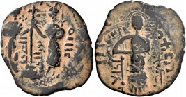 ISLAMIC, Anatolia & al-Jazira (Post-Seljuk). Zangids (Syria). Nur al-Din Mahmud, AH 541-569 / AD 1146-1173. Fals (Bronze, 27 mm, 4.57 g, 6 h), Halab. ...