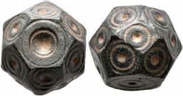 ISLAMIC, Islamic Weights. Circa 10-13th centuries. Weight of 5 Dirhams (Bronze, 13x9x11 mm, 14.58 g), a Seljuk or Beylik coin weight in the form of a ...