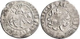 ARMENIA, Cilician Armenia. Royal. Levon III, 1301-1307. Tram (Silver, 20 mm, 2.62 g, 1 h). Levon III on horseback riding right, head facing, holding c...