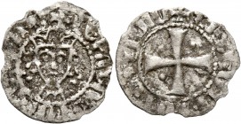 ARMENIA, Cilician Armenia. Royal. Levon V, 1374-1393. Denier (Billon, 16 mm, 0.55 g, 9 h). Crowned facing bust of Levon I. Rev. Cross pattée with two ...