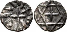 BRITISH, Anglo-Saxon. Continental Sceattas. Circa 715-750. Sceatt (Silver, 12 mm, 1.07 g), Hexagon (Star of David/Herstal) type, mint in Austrasia or ...