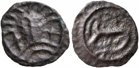 BRITISH, Anglo-Saxon. Continental Sceattas. Circa 720/25-800/20. Sceatt (Silver, 11 mm, 0.36 g, 9 h), Ribe (Jutland). 'Wodan' head facing; pellet abov...