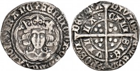 BRITISH, Lancaster. Henry VI, first reign, 1422-1461. Groat (Silver, 27 mm, 3.24 g), annulet issue. Calais mint, 1422-1427. Crowned facing bust within...