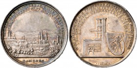GERMANY. Bamberg (Stadt). Medal (Silver, 33 mm, 11.85 g, 1 h), 1840 by Neuss, commemorating the quadricentennial of the invention of letterpress print...