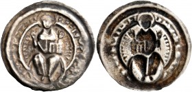 GERMANY. Halberstadt (Bistum). Ulrich I. von Reinstein, 1149-1160. Bracteat (Silver, 26 mm, 0.81 g). St. Stephan standing facing, holding maniple and ...