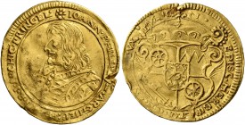 GERMANY. Mainz (Erzbistum). Johann Philipp von Schönborn, 1647-1673. Ducat (Gold, 22 mm, 3.41 g, 10 h), 1651. IOANN•PHILIP•D:G•ARCHIEPI•MOG•S•R•I•ARCH...