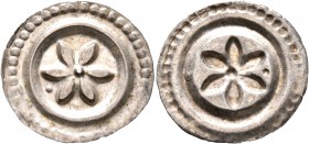 GERMANY. Markdorf, Freiherrschaft. 1250-1270. Bracteate (Silver, 21 mm, 0.34 g). Rosette with six leaves and pellet above. Rev. Incuse of obverse. CC ...